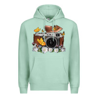Seafoam floral butterfly film roll vintage camera Premium Hoodie - FaDigitalArtStudio