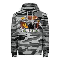 Slate Camo floral butterfly film roll vintage camera Premium Hoodie - FaDigitalArtStudio