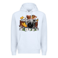 White floral butterfly film roll vintage camera Premium Hoodie - FaDigitalArtStudio