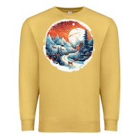 Antique Gold deer snow house design Premium Sweatshirt - Unal Design