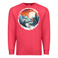 Cardinal deer snow house design Premium Sweatshirt - Unal Design