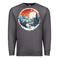 Charcoal Heather deer snow house design Premium Sweatshirt - Unal Design