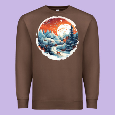 Deer Snow House Design Premium Sweatshirt Designed By Unal Design