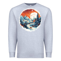 Heather Grey deer snow house design Premium Sweatshirt - Unal Design