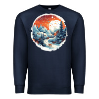Navy deer snow house design Premium Sweatshirt - Unal Design