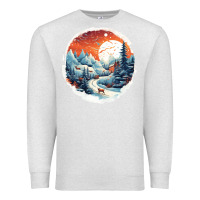 Oatmeal Heather deer snow house design Premium Sweatshirt - Unal Design