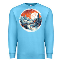 Ocean Blue deer snow house design Premium Sweatshirt - Unal Design