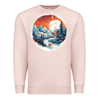 Pale Pink deer snow house design Premium Sweatshirt - Unal Design