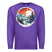 Purple deer snow house design Premium Sweatshirt - Unal Design