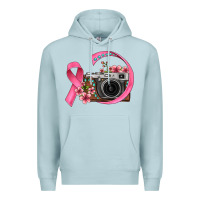 Blue Mist floral cancer ribbon vintage camera Premium Hoodie - FaDigitalArtStudio
