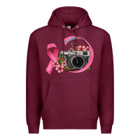 Burgundy floral cancer ribbon vintage camera Premium Hoodie - FaDigitalArtStudio