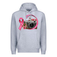 Heather Grey floral cancer ribbon vintage camera Premium Hoodie - FaDigitalArtStudio