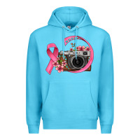 Ocean Blue floral cancer ribbon vintage camera Premium Hoodie - FaDigitalArtStudio