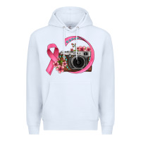 White floral cancer ribbon vintage camera Premium Hoodie - FaDigitalArtStudio