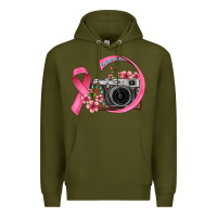 Army Green floral cancer ribbon vintage camera Premium Hoodie - FaDigitalArtStudio