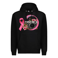 Black floral cancer ribbon vintage camera Premium Hoodie - FaDigitalArtStudio