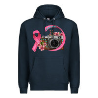Navy floral cancer ribbon vintage camera Premium Hoodie - FaDigitalArtStudio