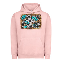 Pigment Salmon race leopard and gemstone background Urban Hoodie - HRA Design Shop