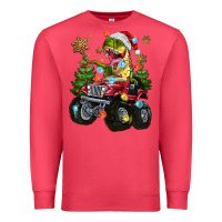 Cardinal Christmas T-rex With Monster Truck Premium Sweatshirt - MaliasSmallBusiness