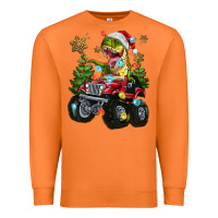 Carrot Christmas T-rex With Monster Truck Premium Sweatshirt - MaliasSmallBusiness