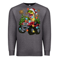 Charcoal Heather Christmas T-rex With Monster Truck Premium Sweatshirt - MaliasSmallBusiness
