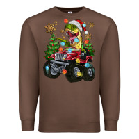 Chestnut Christmas T-rex With Monster Truck Premium Sweatshirt - MaliasSmallBusiness