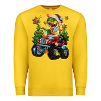 Lemon Christmas T-rex With Monster Truck Premium Sweatshirt - MaliasSmallBusiness