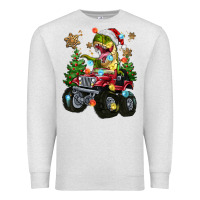 Christmas T-rex With Monster Truck Premium Sweatshirt | Teevron