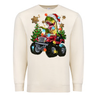 Sandshell Christmas T-rex With Monster Truck Premium Sweatshirt - MaliasSmallBusiness
