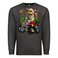 Smoke Christmas T-rex With Monster Truck Premium Sweatshirt - MaliasSmallBusiness