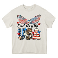 Cream Western God Bless The USA 4th of July Heavy Core Tee - LillyAllenDesigns