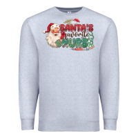 Heather Grey Santa's Favorite Nurse Premium Sweatshirt - MaliasSmallBusiness