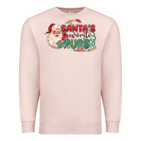 Pale Pink Santa's Favorite Nurse Premium Sweatshirt - MaliasSmallBusiness