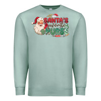 Seafoam Santa's Favorite Nurse Premium Sweatshirt - MaliasSmallBusiness