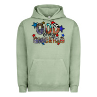 Pigment Oil Green god bless america Urban Hoodie - CowhideDigitalArt