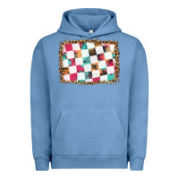 Pigment Pebble Blue race background with leopard frame Urban Hoodie - HRA Design Shop