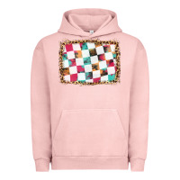 Pigment Salmon race background with leopard frame Urban Hoodie - HRA Design Shop