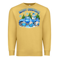 Antique Gold merry christmas snowman gnomes truck Premium Sweatshirt - MaliasSmallBusiness