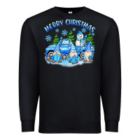 Black merry christmas snowman gnomes truck Premium Sweatshirt - MaliasSmallBusiness