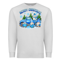 Dove Grey merry christmas snowman gnomes truck Premium Sweatshirt - MaliasSmallBusiness
