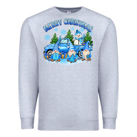 Heather Grey merry christmas snowman gnomes truck Premium Sweatshirt - MaliasSmallBusiness