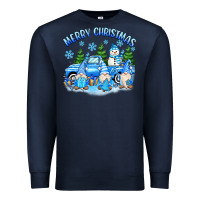 Navy merry christmas snowman gnomes truck Premium Sweatshirt - MaliasSmallBusiness