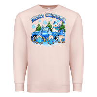 Pale Pink merry christmas snowman gnomes truck Premium Sweatshirt - MaliasSmallBusiness