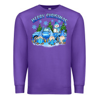 Purple merry christmas snowman gnomes truck Premium Sweatshirt - MaliasSmallBusiness