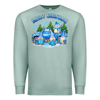 Seafoam merry christmas snowman gnomes truck Premium Sweatshirt - MaliasSmallBusiness