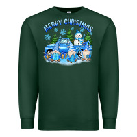 Sports Green merry christmas snowman gnomes truck Premium Sweatshirt - MaliasSmallBusiness