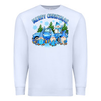 White merry christmas snowman gnomes truck Premium Sweatshirt - MaliasSmallBusiness