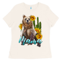 Bone mama bear with sunflowers and cactus Ladies Tee - Artiststas