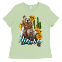 Matcha mama bear with sunflowers and cactus Ladies Tee - Artiststas