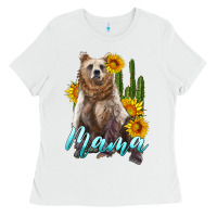 Mama Bear With Sunflowers And Cactus Ladies Tee | Teevron